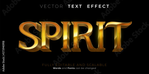 Editable text effect spirit 3d gold style illustrations