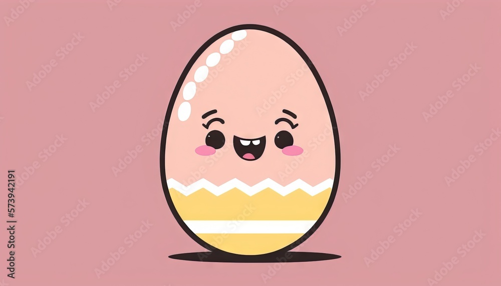 a cartoon egg with a happy face on a pink background. generative ai a cartoon egg with a happy face on a pink background. generative ai