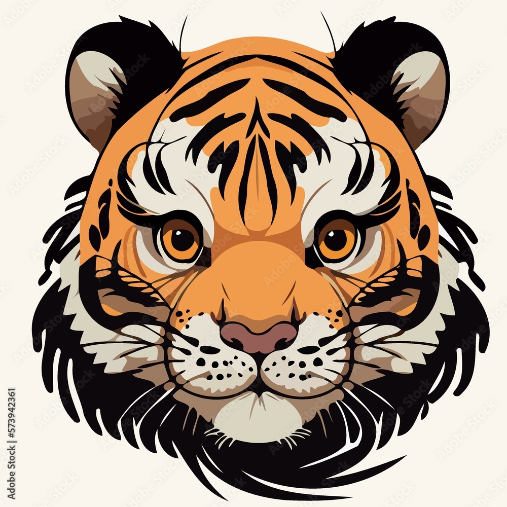 Fototapeta premium common tiger feline mammal animal face created with Generative AI technology