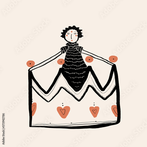 Vector Illustration of Queen of Hearts photo