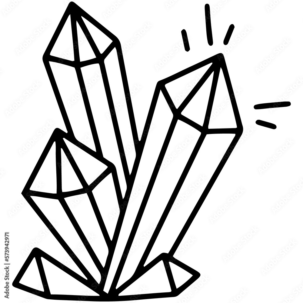 Magic crystal, gemstone and mineral simple linear black icon