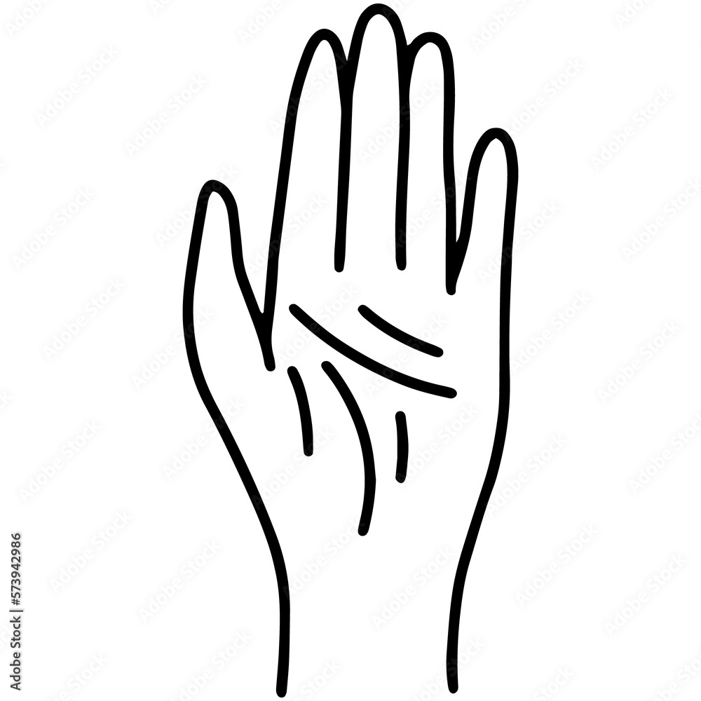 Obraz premium Hand with life lines, palmistry, mystical magic symbol linear icon