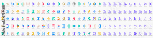 abstract letter B logo icon set. design for business of luxury, elegant, simple.