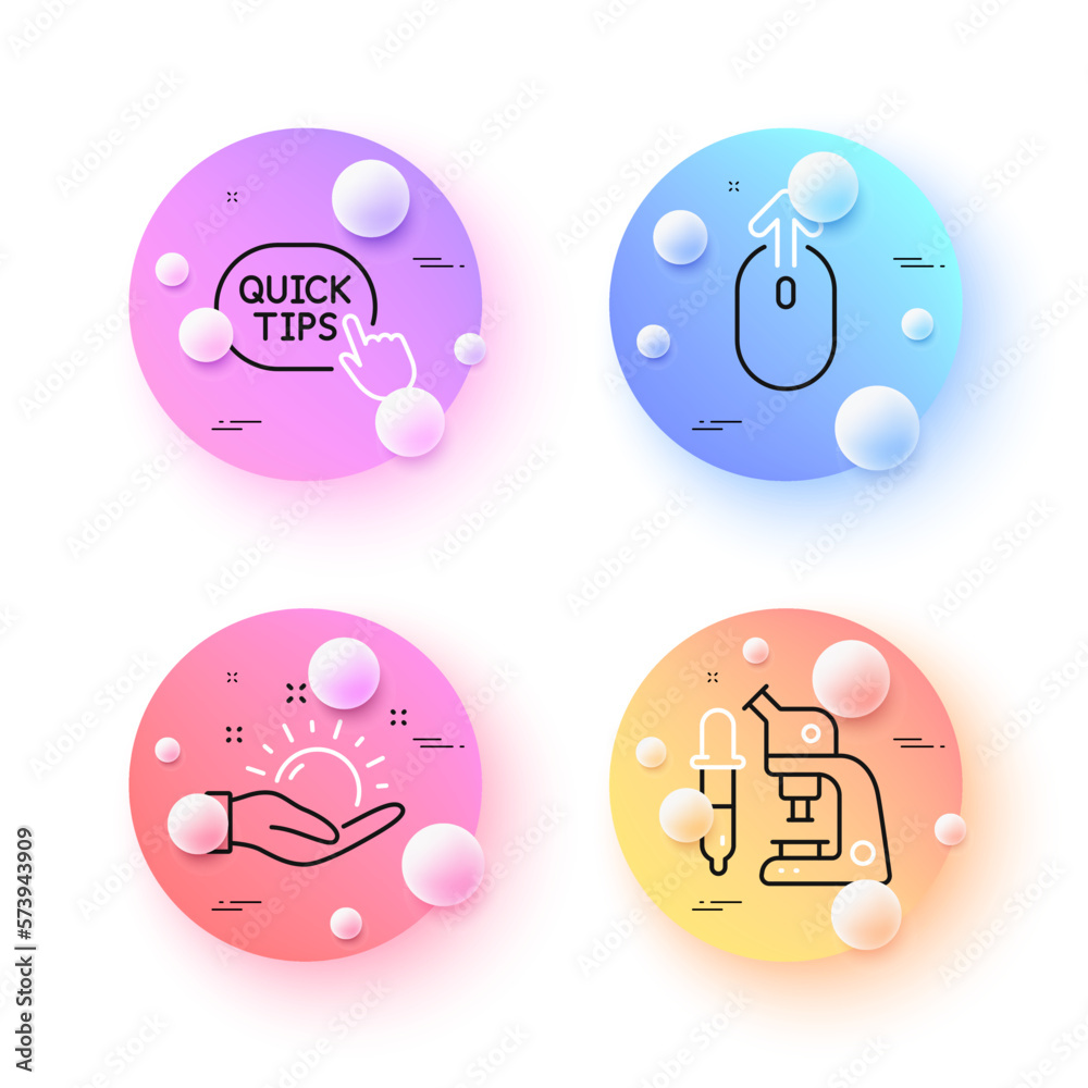 Sunny weather, Microscope and Swipe up minimal line icons. 3d spheres or balls buttons. Quick tips icons. For web, application, printing. Hold sun, Laboratory science, Scrolling page. Vector Sunny weather, Microscope and Swipe up minimal line icons. 3d spheres or balls buttons. Quick tips icons. For web, application, printing. Hold sun, Laboratory science, Scrolling page. Vector