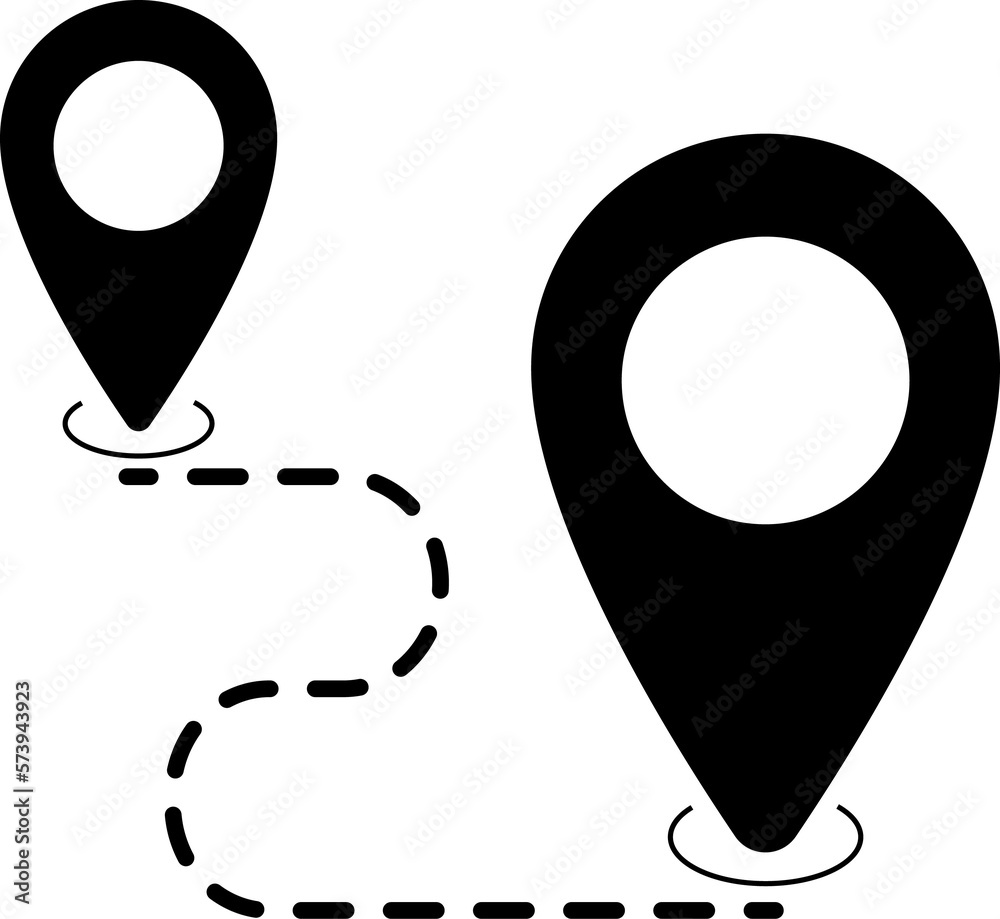 Pin to pin location, navigator location map, pin showing distance from