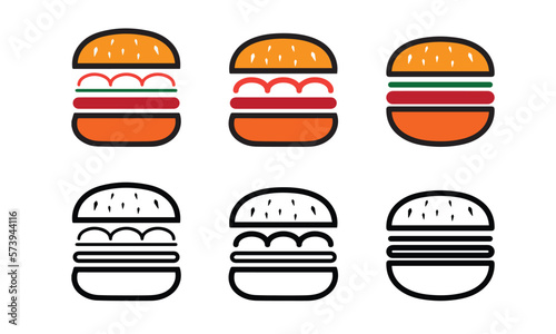 Set of different burger vector icons 