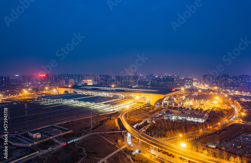 Aerial view of the new railway station in Shijiazhuang, Hebei province