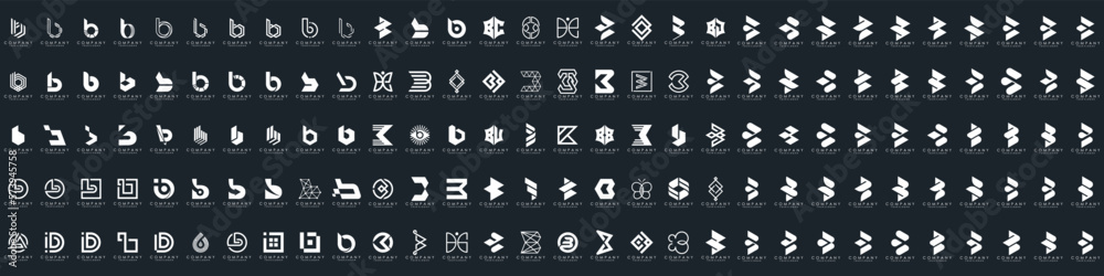 abstract letter B logo icon set. design for business of luxury, elegant, simple.