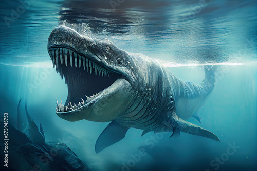 Obraz na plátně Mosasaurus dinosaur, aquatic squamate reptile