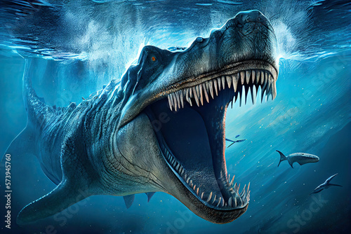 Fotografie, Obraz Mosasaurus dinosaur, aquatic squamate reptile