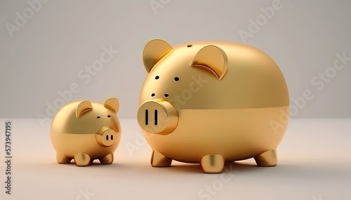  a golden piggy bank and a smaller piggy bank. generative ai