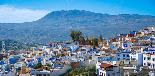 Panoramic of blue city of Chefchaouen in the Rif mountains, Morocco © M.studio