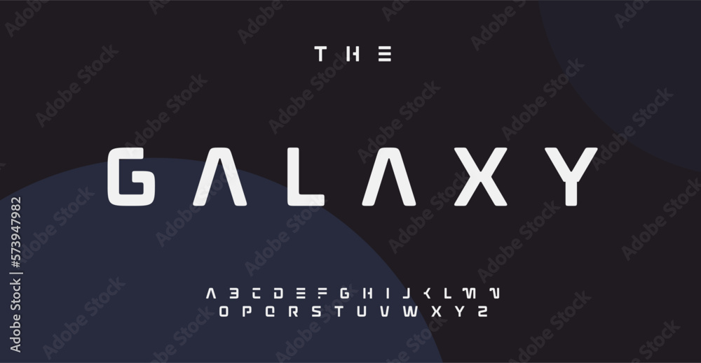Galaxy space alphabet, futuristic minimalist letters, hitech geometric