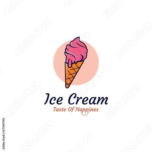 Ice Cream Illustration Logo Template with Simple Vector Concept.