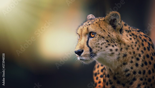 Photography The rare gepard Acinonyx jubatus hunts for prey quietly and watches