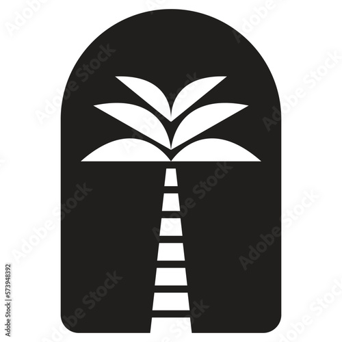 Vector icon with palm tree in circle - abstract summer and vacation icon and emblem for vacation rentals, travel services, tropical spas and beauty studio. 