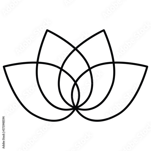 Lotus flower icon design. Line art lotus icon. Bohemian flower icon.