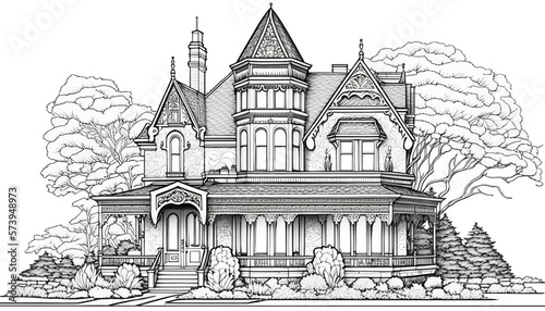 a cute coloring book for children that is still black and white  but waiting for colors and then it will become a wonderful colorful house