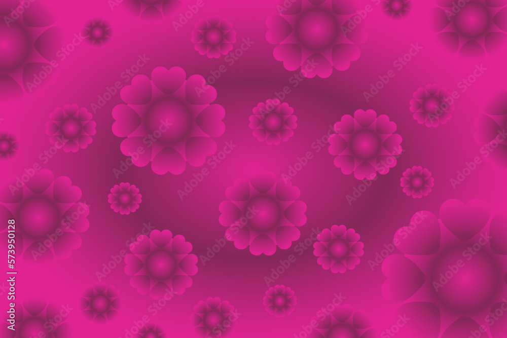 Abstract vector background of flowers with heart-shaped petals	