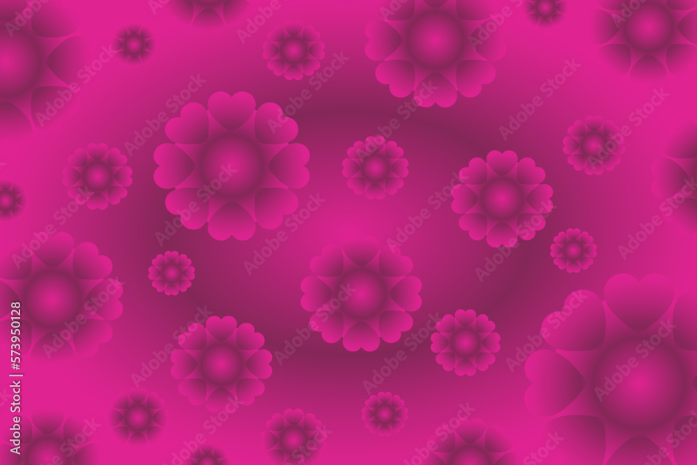Abstract vector background of flowers with heart-shaped petals Abstract vector background of flowers with heart-shaped petals