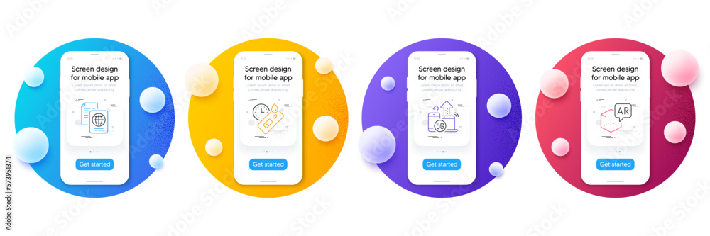 Minimal set of 5g internet, Covid test and Passport document line icons ...