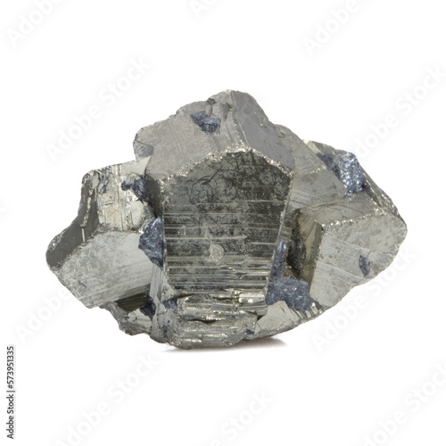 Natural gemstone pyrite isolated on white background
