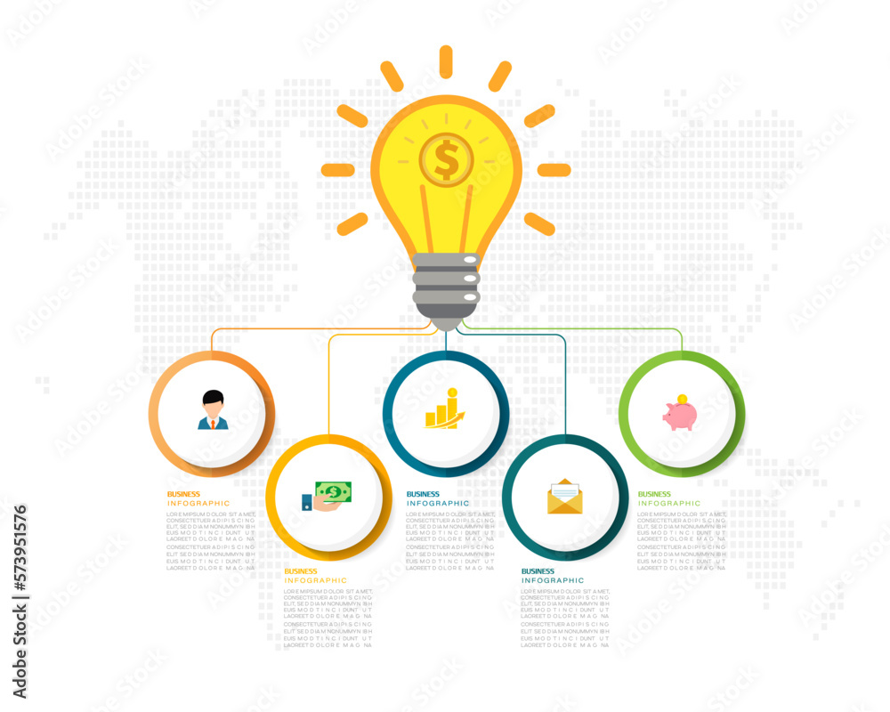 Five steps business infographics template vector illustration. Five steps business infographics template vector illustration.