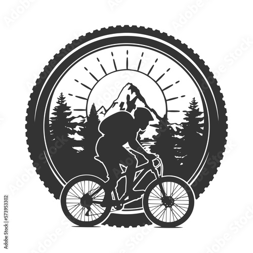 MTB Wheel Illustration Clip Art Design Shape. Mountainbike Silhouette Icon Vector.