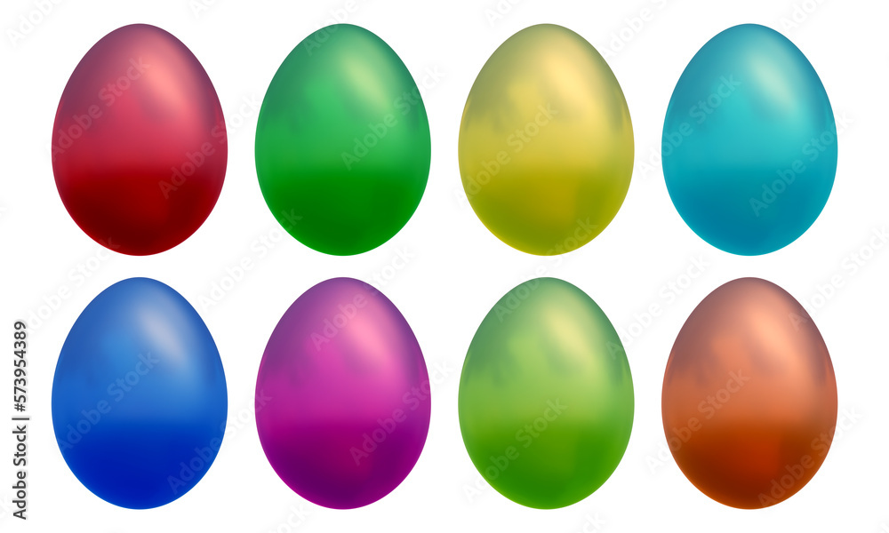 Set of Egg shapes in 3d rendering Set of Egg shapes in 3d rendering