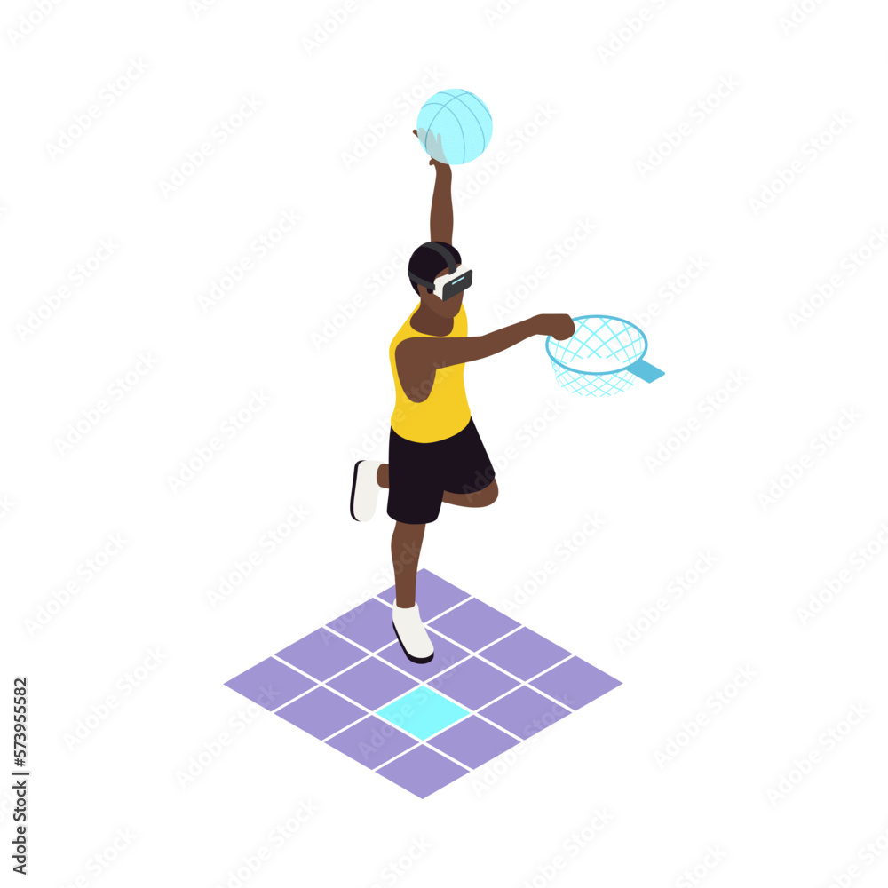 VR Basketball Isometric Composition