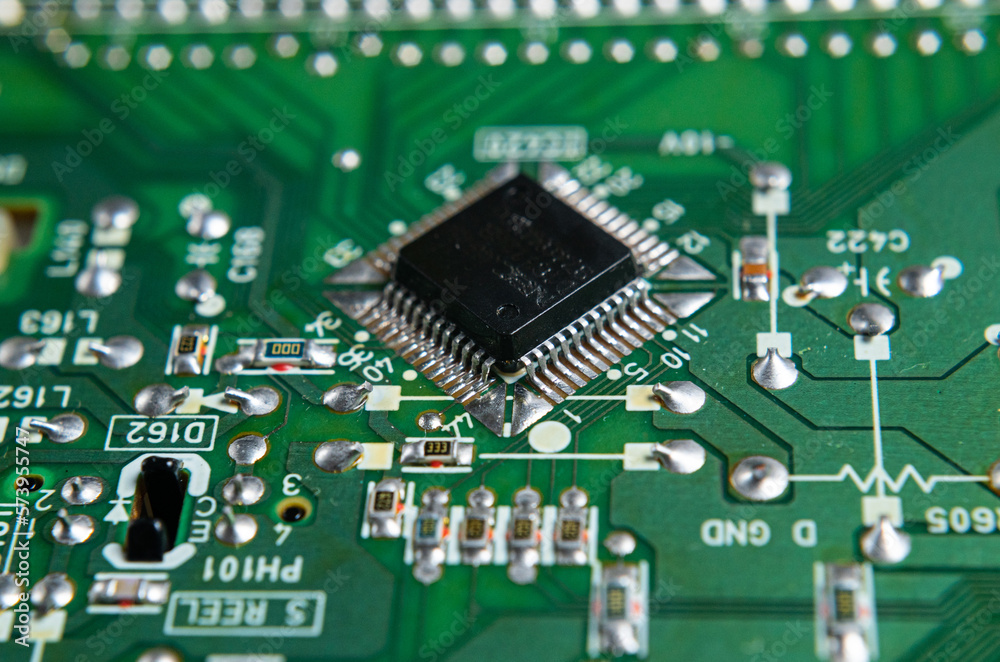 Electronic lab working place with soldering iron and circuit board Electronic lab working place with soldering iron and circuit board
