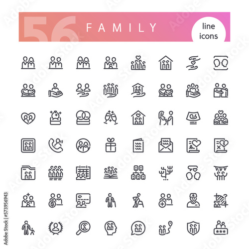 Family Line Icons Set