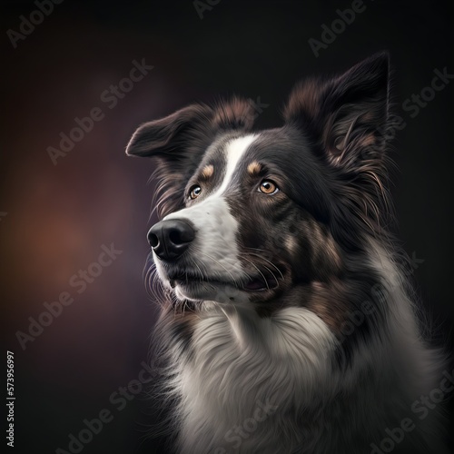 Border Collie posing in the fantasy wilderness. Dog portrait.