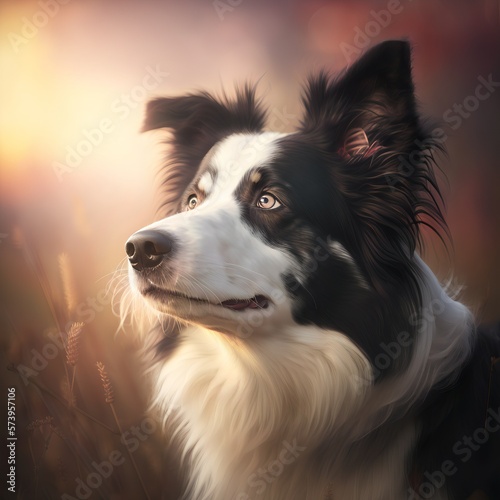 Border Collie posing in the fantasy wilderness. Dog portrait. © paranoic_fb