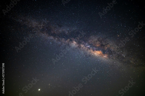 Fototapeta Naklejka Na Ścianę i Meble -  Many stars , view universe space shot of milky way galaxy with stars on a night sky background. The Milky Way is the galaxy that contains our Solar System.