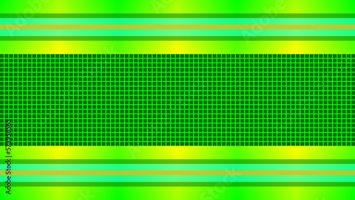 Vector illustration with long lines at the top and bottom, framing a series of squares in the middle. The background features a gradient blending green and yellow.