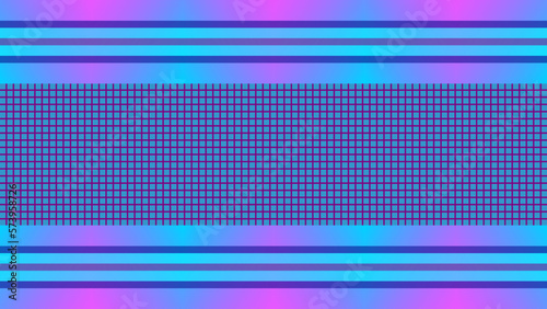 Vector illustration with long lines at the top and bottom, framing a series of squares in the middle. The background features a gradient that mixes shades of blue and purple or pink.