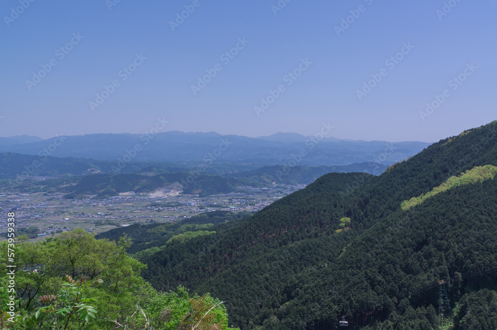 View from the summit of Mt. Yamato Katsuragi in spring, Kushira, Gose City, Nara Prefecture.