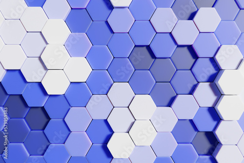 Hexagonal honeycomb. Mosaic abstract purple background.3d rendering