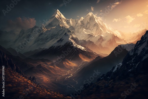 Himalayan mountainous landscape. Beautiful fresh panorama. © paranoic_fb