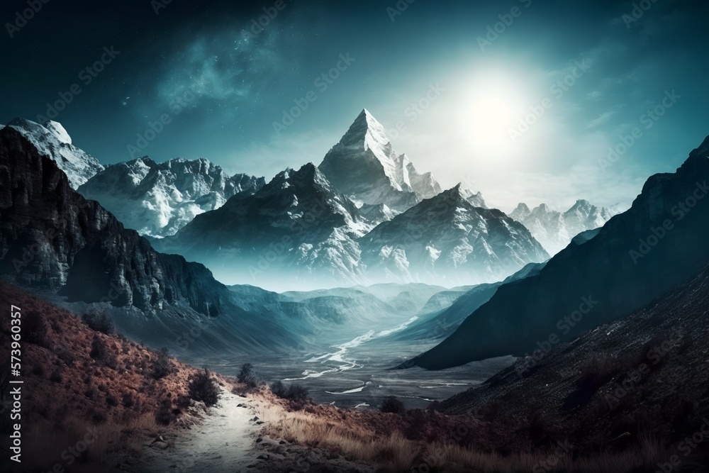 Obraz premium Himalayan mountainous landscape. Beautiful fresh panorama.