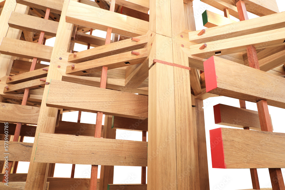 Wood joints detail with wooden dowel joints isolated. Wood joints detail with wooden dowel joints isolated.