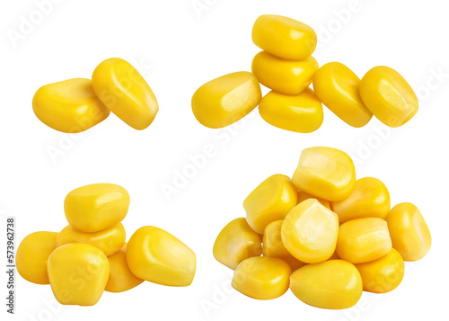 Set of delicious corn seeds cut out photo