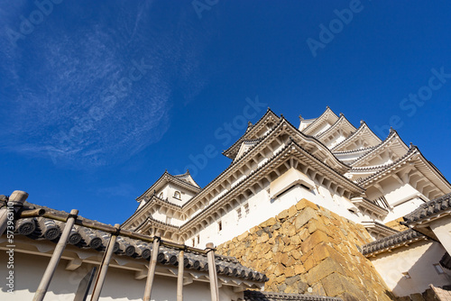 Ancient Samurai Castle of Himeji with Blue Cloudy Sky. Japan. photo