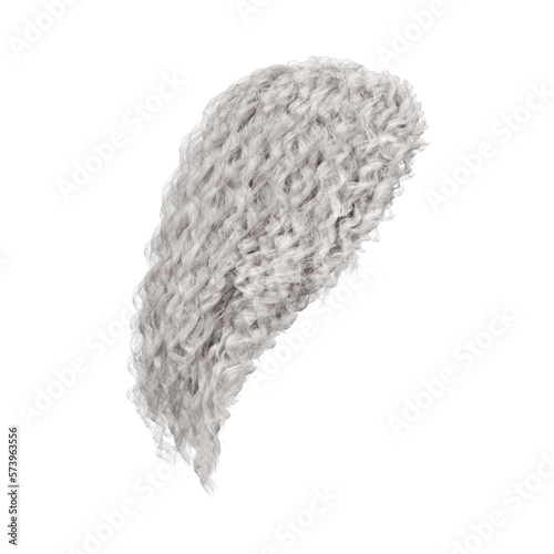 3d rendering curly white platinum hair isolated 