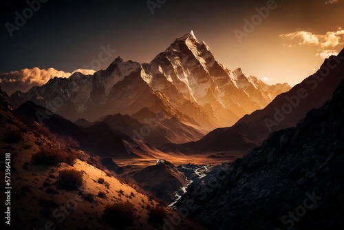 Himalayan mountainous landscape. Beautiful fresh panorama.