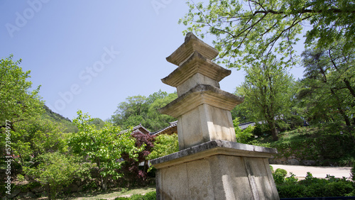 The Three-story Stone Pagoda of Buseoksa Temple in Yeongju, Korea Treasure No. 249