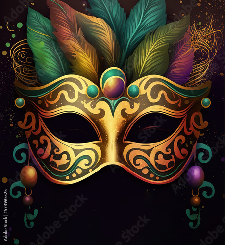 Poster with masquerade mask for mardi gras stock illustration Mardi Gras, Mask - Disguise, Carnival - Celebration Event, Costume, Flyer - Leaflet © Rarity Asset Club