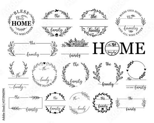 Tableau sur toile Hand lettering Family name monogram split set monogram the family welcome home s