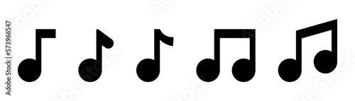 Music icon set. Music note symbol. Notation sign. Music note in black. Melody symbol set. Notation key icons. Stock vector illustration